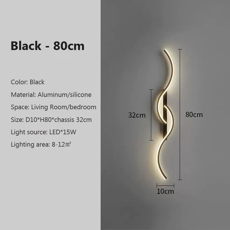 Modern LED Wall Lamp Minimalist Led Light Bedroom Bedside Long Strip Wall Sconces Living Room Sofa Home Indoor Lighting Fixture