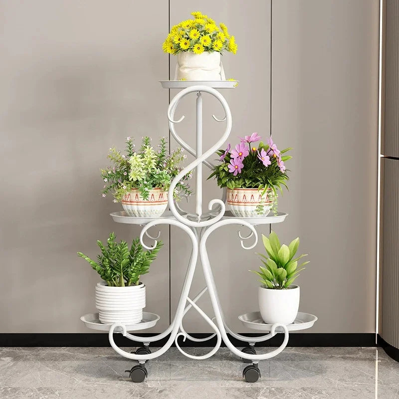 Balcony Flower Stand Storage Rack Modern Flower Stand Flower Multi-Layer Metal Shelves Plant Rack Plant Pot Stand Decor Garden