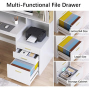 Computer Desk with 3 Drawer & Storage Shelves