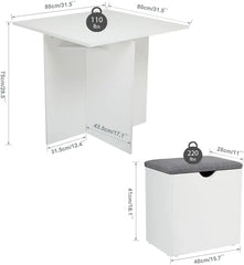5-Piece Dining Table Set, Small Kitchen Table Set w/ 4 Stools Compact Space-Saving for Dining Room Kitchen Modern (White & Grey)