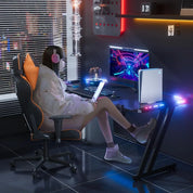 Ergonomic Gaming Desk with LED Lights and Carbon Fiber Surface