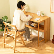 FurnishSpot Adjustable Folding Bamboo Computer Desk – Space Saving Walnut Laptop Table for Small Home Office