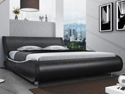 Bed Frame Full Size, Modern Low Profile Platform Stylish Faux Leather Upholstered Sleigh Bed with Adjustable Headboard,Bed Frame