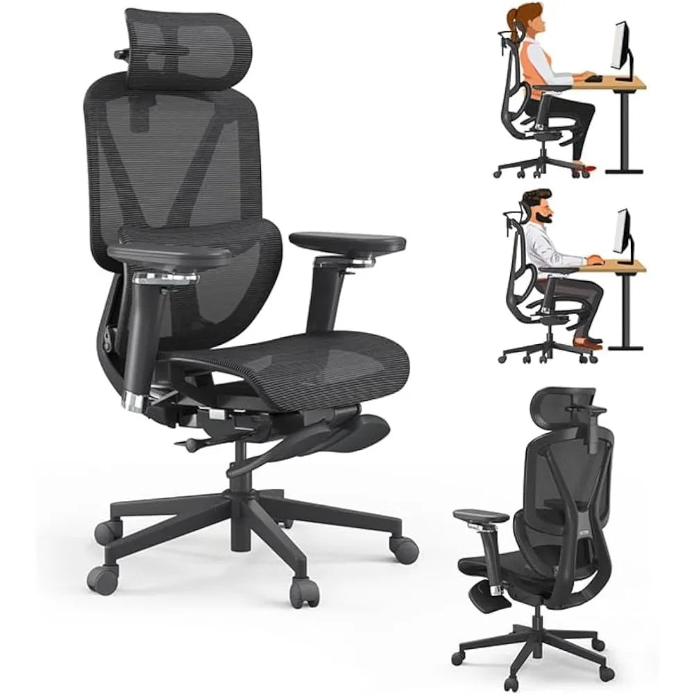 Ergonomic High Back Office Chair with Large Elastic Adaptive Lumbar Support