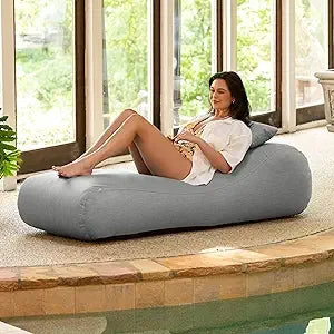 Arlo Outdoor Bean Bag Sun Lounger - Pool and Patio Chaise Recliner, Navy Blue