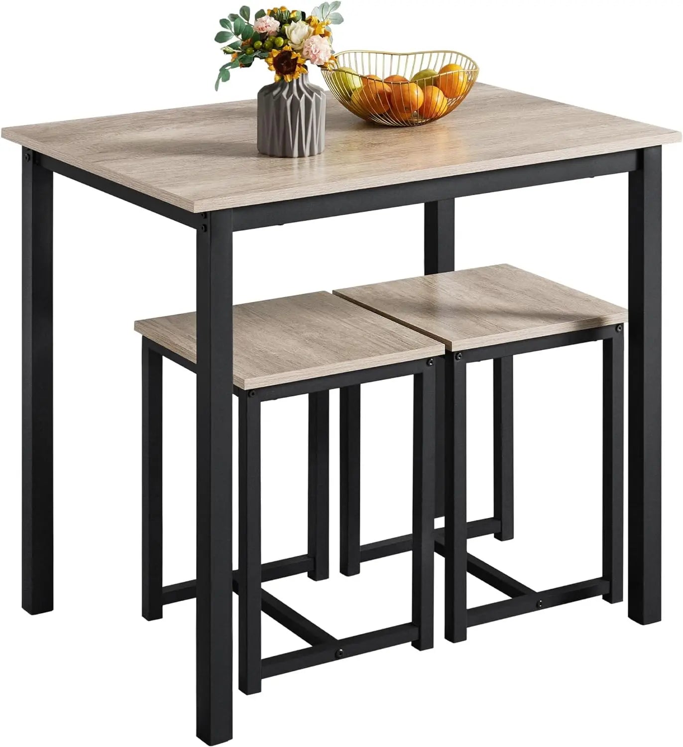 Dining Table Set - Kitchen Table & Chair Sets for 2 - Compact Table W/ 2 Stools & Space Saving Design for Dining Room