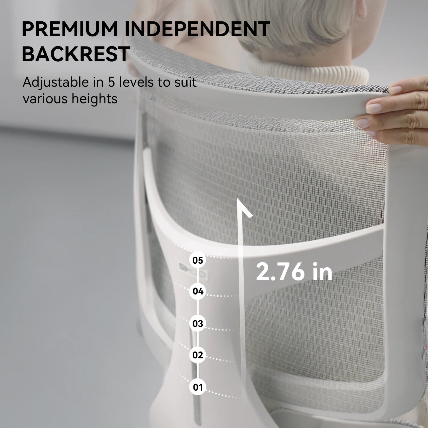 Office Chair with Dual Lumbar Support 5-Level Adjustable Backrest