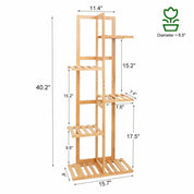 Bamboo 5 / 6  Tier  Plant Stand Rack Multiple Flower Pot Holder Shelf Indoor Outdoor Planter Display Shelving Unit for Patio