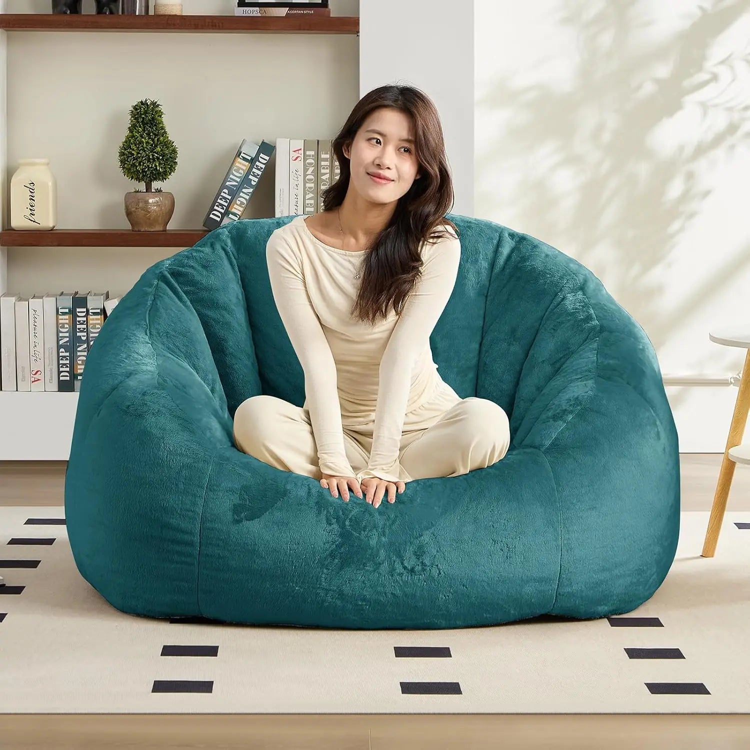 Giant Bean Bag Chair, Faux Fur Bean Bags Couch for Adults and Kids, Large Upholstered Been Bag Sofa Chairs with Filler