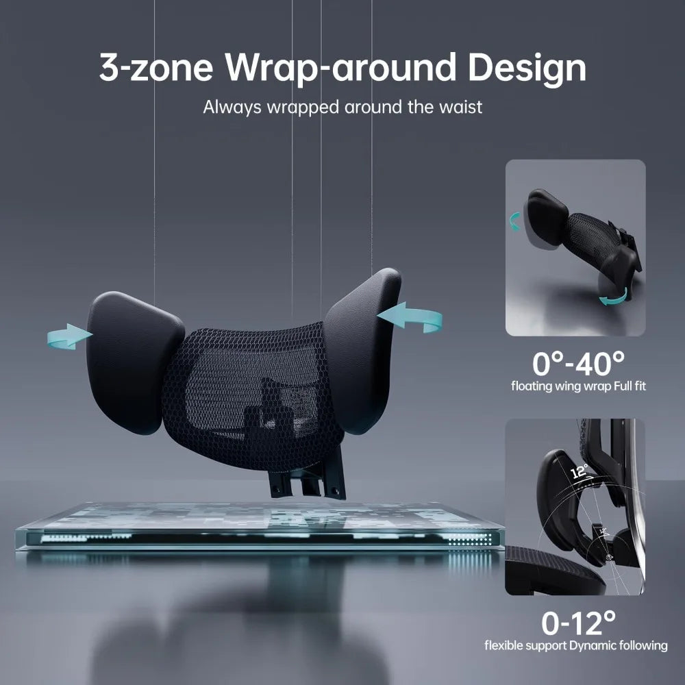 Big and Tall Ergonomic Office Chair with 3-Zone Dynamic Lumbar Support