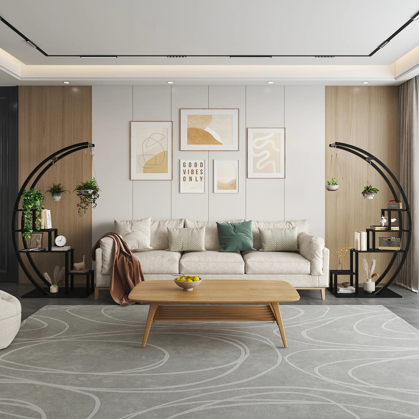 2-Pack 5-Tier Half-Moon Plant Shelf – Metal Flower Stand for Home, Patio, Garden, Balcony