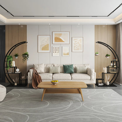 2-Pack 5-Tier Half-Moon Plant Shelf – Metal Flower Stand for Home, Patio, Garden, Balcony