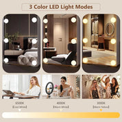 43.5" Hanging Jewelry Armoire with 12 Hollywood Bulbs, Full-Length Mirror & Large Lockable Storage