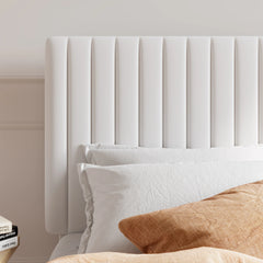 Upholstered Platform Bed Frame with Vertical Channel Tufted Velvet Fabric Adjustable Headboard