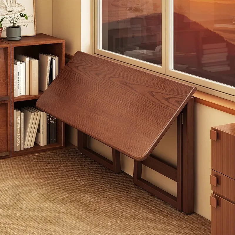 FurnishSpot™ SpaceSmart™ L-Shape Folding Bamboo Computer Desk – Corner Space-Saving Workstation