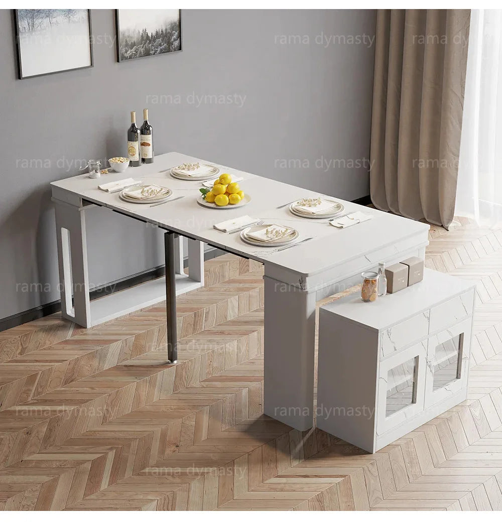 Modern Extendable Dining Table Rectangle Sideboard With Storage