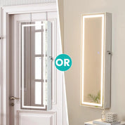 LED Jewelry Armoire with Adjustable Lighted Full-Length Mirror | Wall Mounted or Over Door
