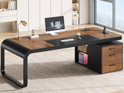70.9" Executive Desk, Large Computer Desk with Drawers and Lateral File Cabinet, Office Desk with Removable Shelves,