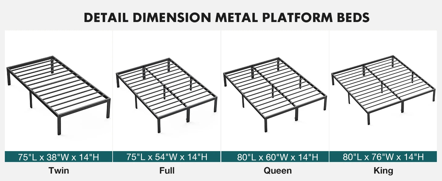 Metal Platform Bedroom Frames with Storage Space