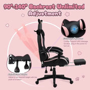 Dowinx Gaming Chair Cute with Cat Ears and Massage Lumbar Support, Ergonomic Computer Chair for Girl with Footrest and Headrest