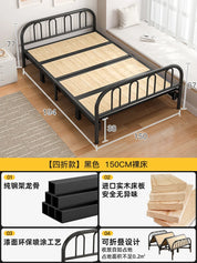 Solid wood folding bed Household simple single bed Extra bed 1 meter 2 Adult rental room Reinforced hard board double iron