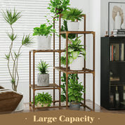 Smartspace™ 6-Tier Corner Wooden Plant Stand – Vertical Carbonized Wood Plant Shelf