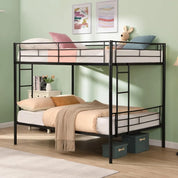 Full Over Full Bunk Bed for Teens, Heavy Duty Metal with Sturdy Guard Rail & 2 Side Ladders, Convertible Bunkbed,No Box Spring N