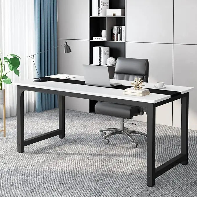 70.8”Executive Desk, Large Office Computer Desk with Thicken Frame, Modern Simple Workstation Business Furniture for Home Offic