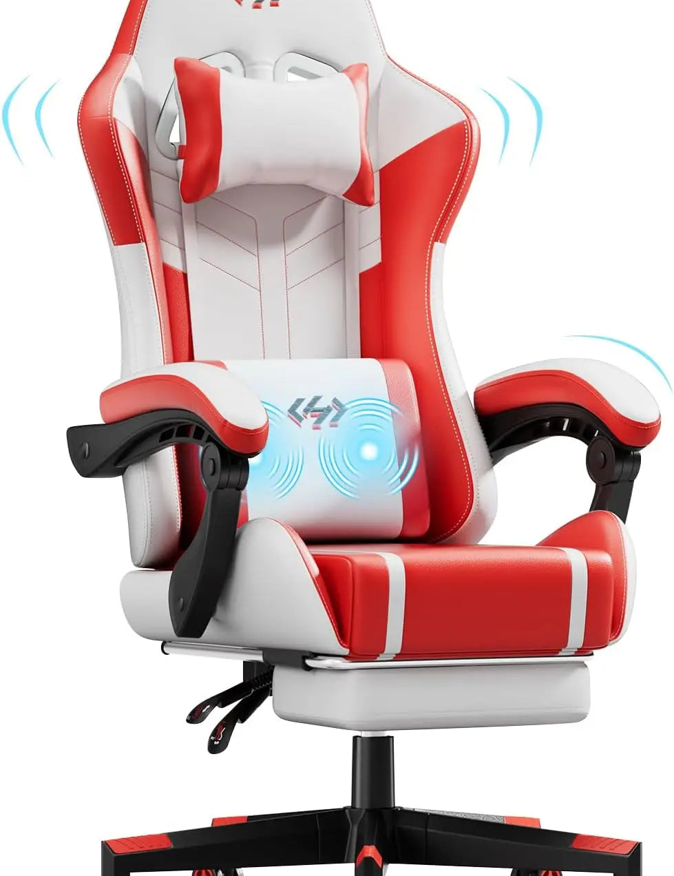 Ergonomic PU Leather Gaming Chair with 360° Swivel & Lumbar Massage