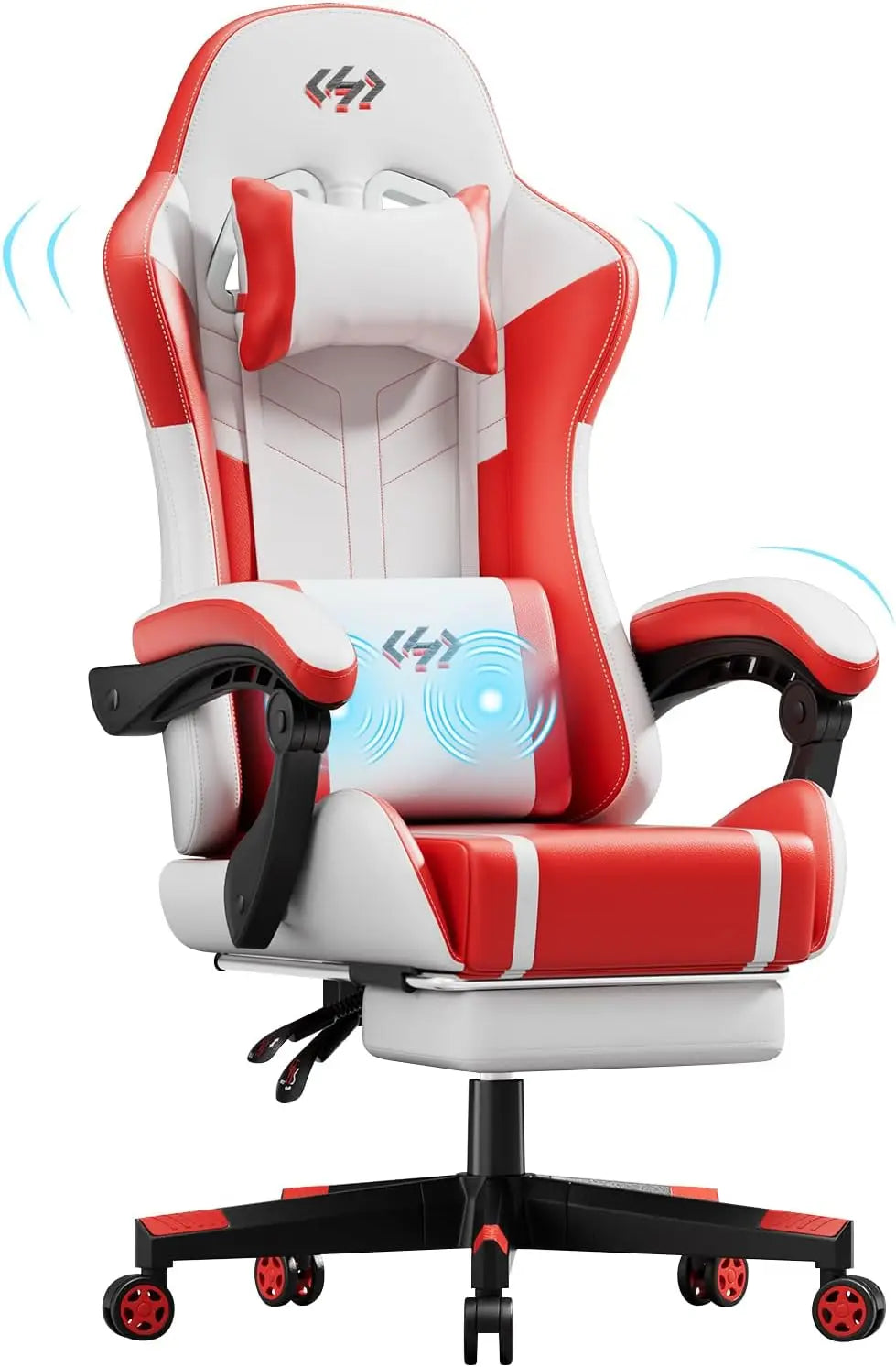 Ergonomic PU Leather Gaming Chair with 360° Swivel & Lumbar Massage
