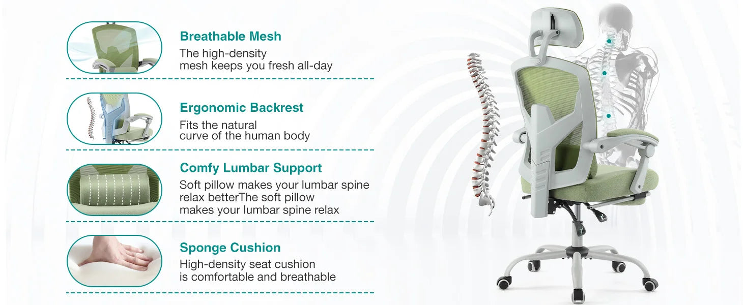 Ergonomic Reclining High Back Mesh Office/Gaming Chair with Lumbar Support