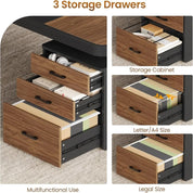 70.9" Executive Desk, Large Computer Desk with Drawers and Lateral File Cabinet, Office Desk with Removable Shelves,