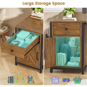 63" L Shaped Farmhouse Convertible Desk with Drawer, Power Strip & Storage Cabinet