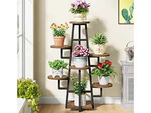 7 Tier Display Stand, Wooden Corner Plant Pots Holder  ,Tall Shelf Planter Organizer for Living Room Balcony Garden