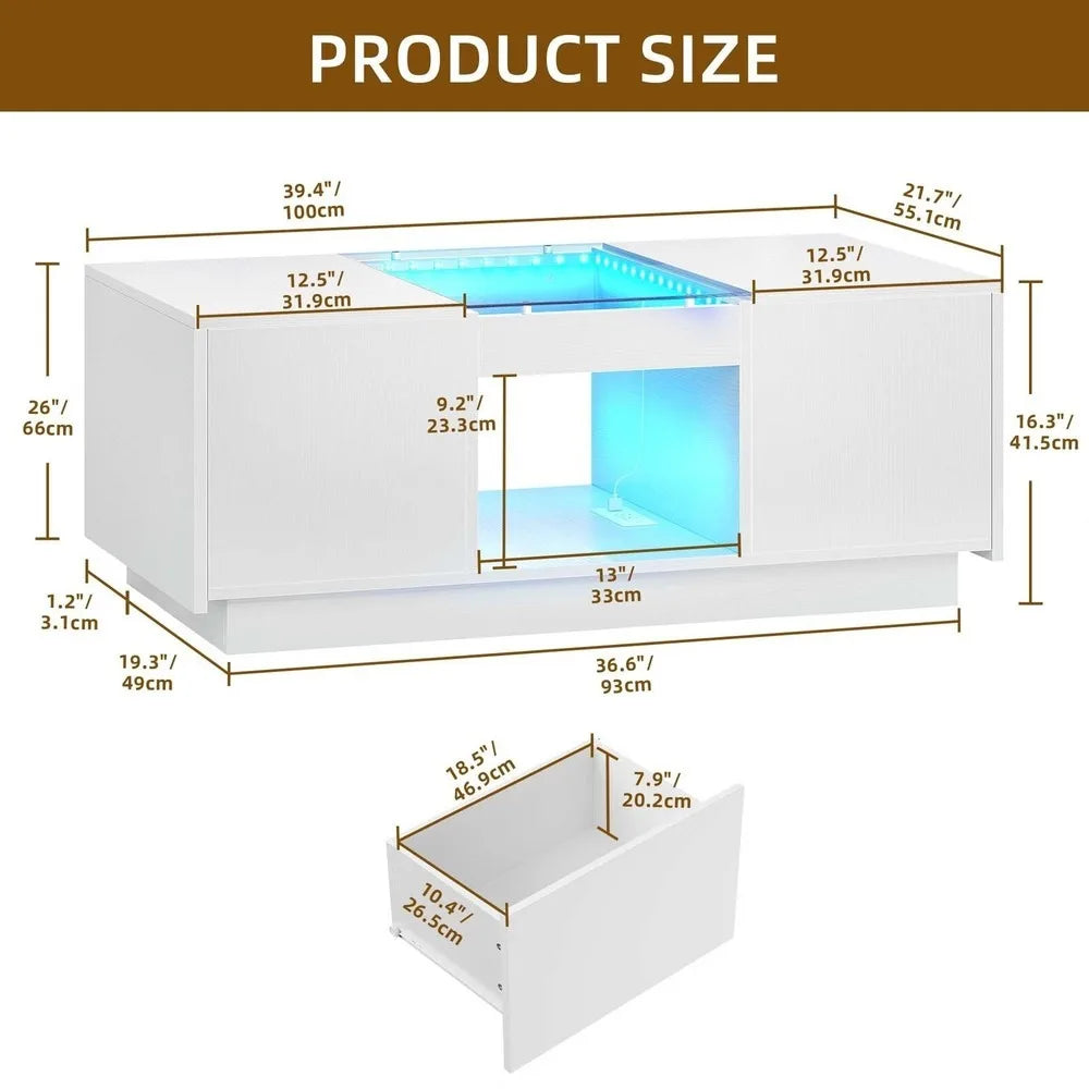 Coffee Table Upscale Large Living Room Table Remote Control
