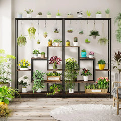 Indoor Plant Stand, 70.9 inches Large Metal Plant Shelf with 6PC S Hanging Hooks