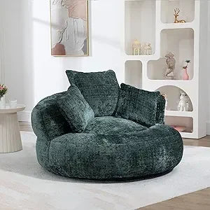 Giant Bean Bag Chair with Foam Filler, Oversized Bean Bag Couch for Adults Teens, Comfy Floor Sofa Chair with 3 Pillows, Lazy Be