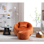 Modern Extra Large Round Bean Bag Chair with Footrest – Stylish Chenille Fabric, High-Density Memory Foam, Ultimate Comfort