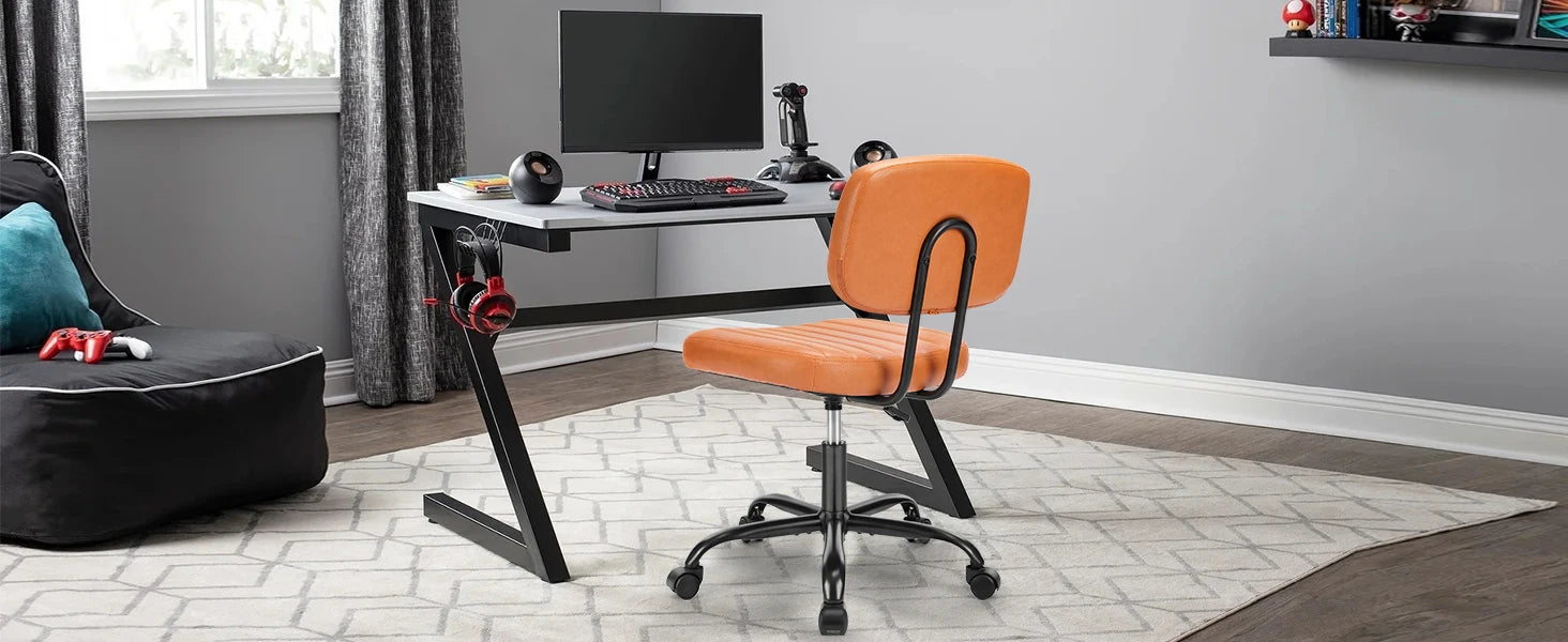 Armless Office Desk Chair with Back Lumbar Support