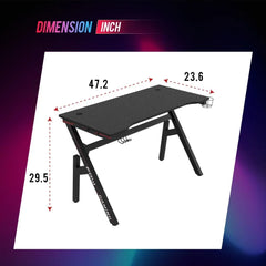 47 Inch Home Office Desk Extra Large Modern Ergonomic  PC Carbon Fiber Table Gamer Workstation with Cup Holder Headphone Hook