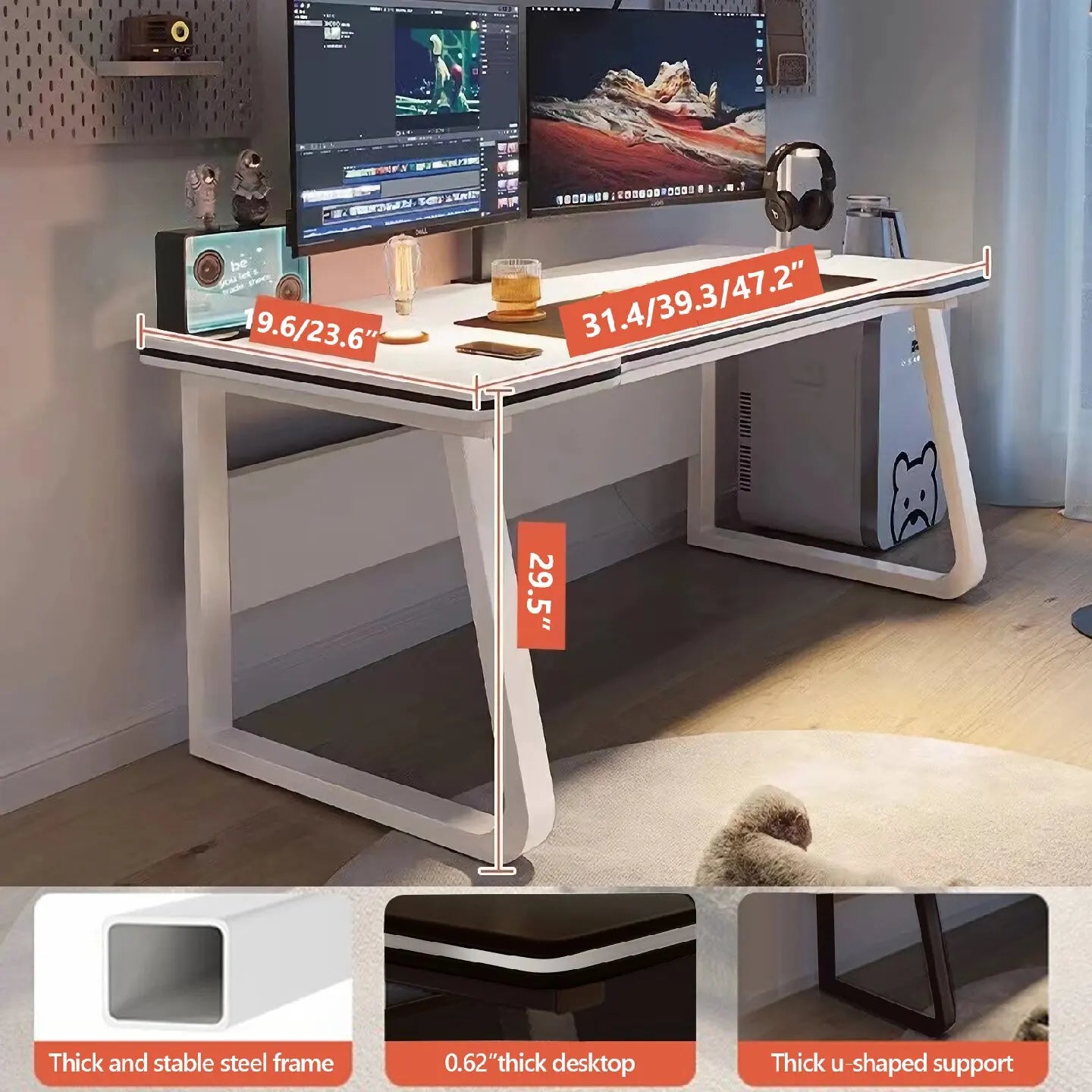 Gaming Desk Computer Writing Table Student Art Modren Simple Style PC Wood Suitable for Home, Office