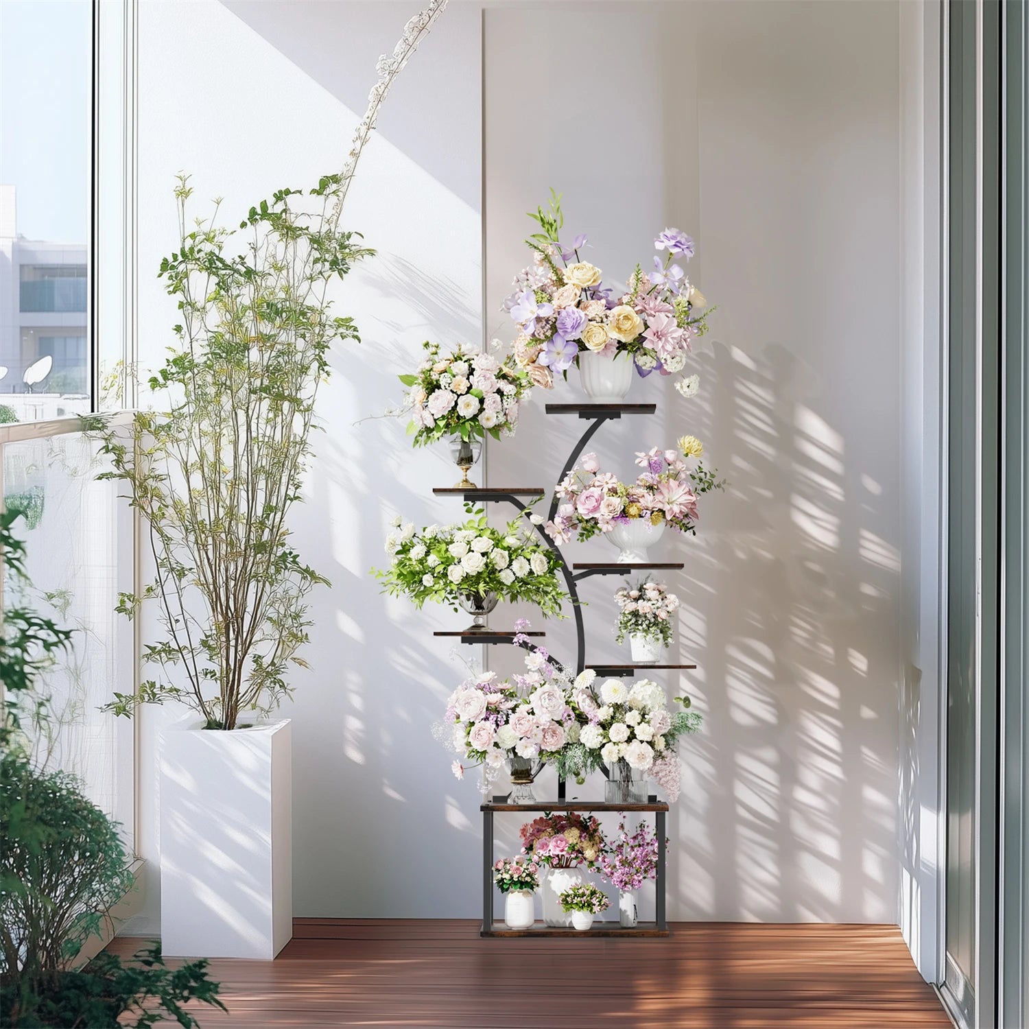 151CM Tall 7 Tier Tree-Shaped Plant Stand Display Rack Corner Flower Holder for Indoor Organizer Rack