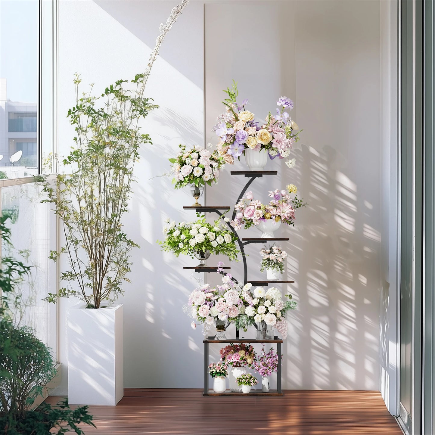 151CM Tall 7 Tier Tree-Shaped Plant Stand Display Rack Corner Flower Holder for Indoor Organizer Rack