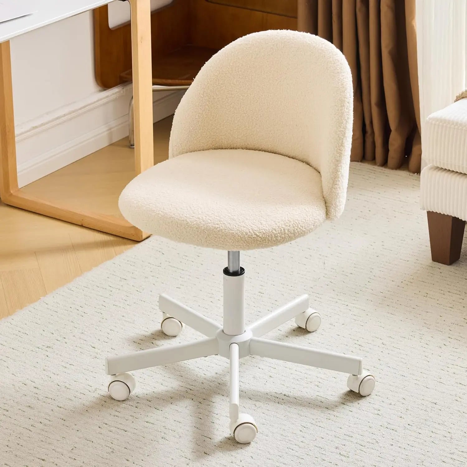 Cute Armless Desk Chair with Lumbar Support & Wheels