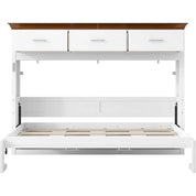 FurnishSpot™ Twin Size Horizontal Murphy Bed with Storage Drawers – Walnut Finish Foldable Wall Bed
