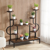 8-Tier Metal Plant Shelf for Multiple Plants, Round & Square Boards