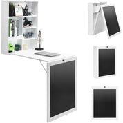 FurnishSpot Hideaway Fold Wall Desk – Wall-Mounted Folding Desk with Storage Shelves & Hooks