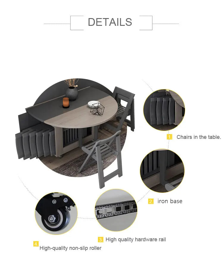 Fashion folding dining table furniture yemek masasi multifunctional round  dining table with 4 chairs