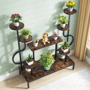 8-Tier Metal Plant Shelf for Multiple Plants, Round & Square Boards