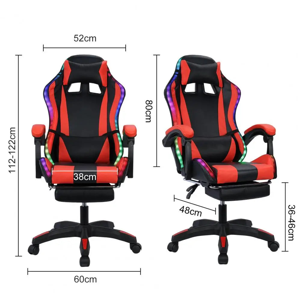 Gaming Chair with Bluetooth-compatible Speakers and RGB LED Lights, Ergonomic Massage Computer Gaming Chair with Lumbar Support